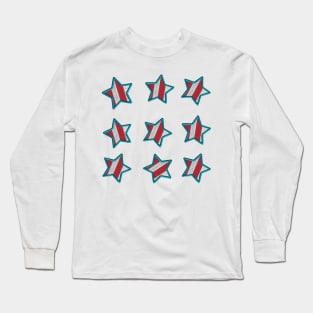 American Stars Embroidery Sticker Long Sleeve T-Shirt